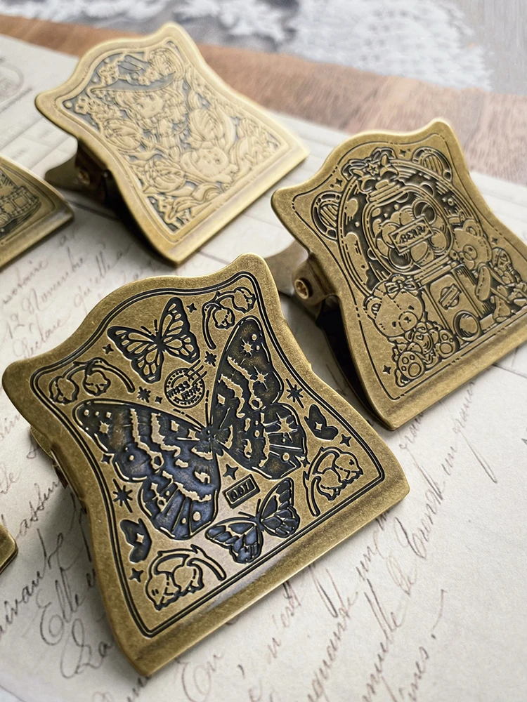 Vintage fungo Clip in ottone manuale coniglio Clip in metallo fatto a mano vecchio mestiere decorazione fattura Clip viaggio acquerello libro organizzatore