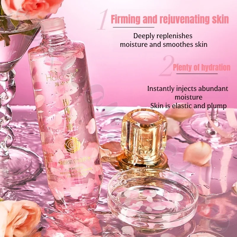 Rose petal firming skin essence water 260ml improves dryness, deeply moisturizes, tenderizes and soothes rough and dull skin