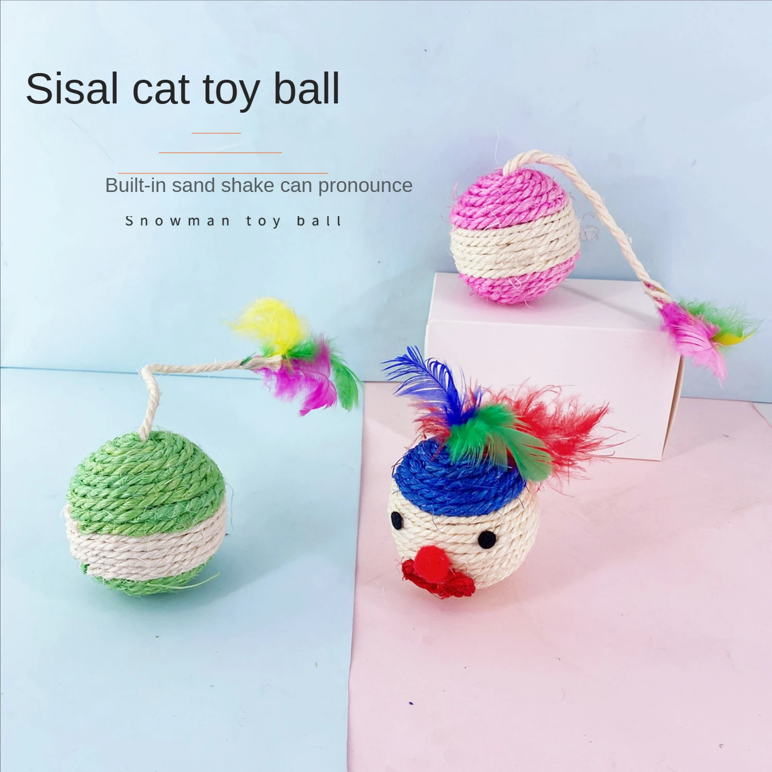 

Cat Toy Ball with Sisal Shuttlecock, Grinding Claws, Interactive Self-Help Rolling, Pet Supplies