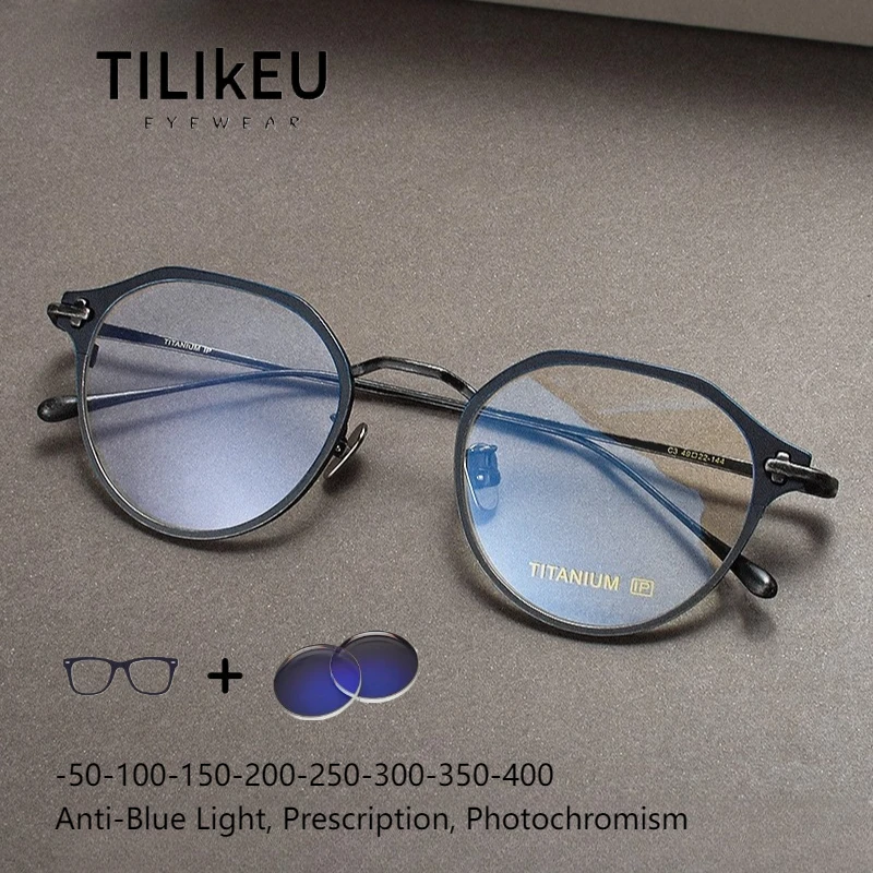 

Vintage Ultra-light Pure Titanium Glasses Frame Men Anti-Blue Ray Japanese Designer Women Optical Prescription Eyeglasses Frames