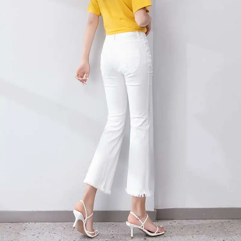 

Spring Summer New Val White Slim Fit Jeans Women's Cleanfit High Waist PU Leather mid Stretch No Brand Registered Trademark