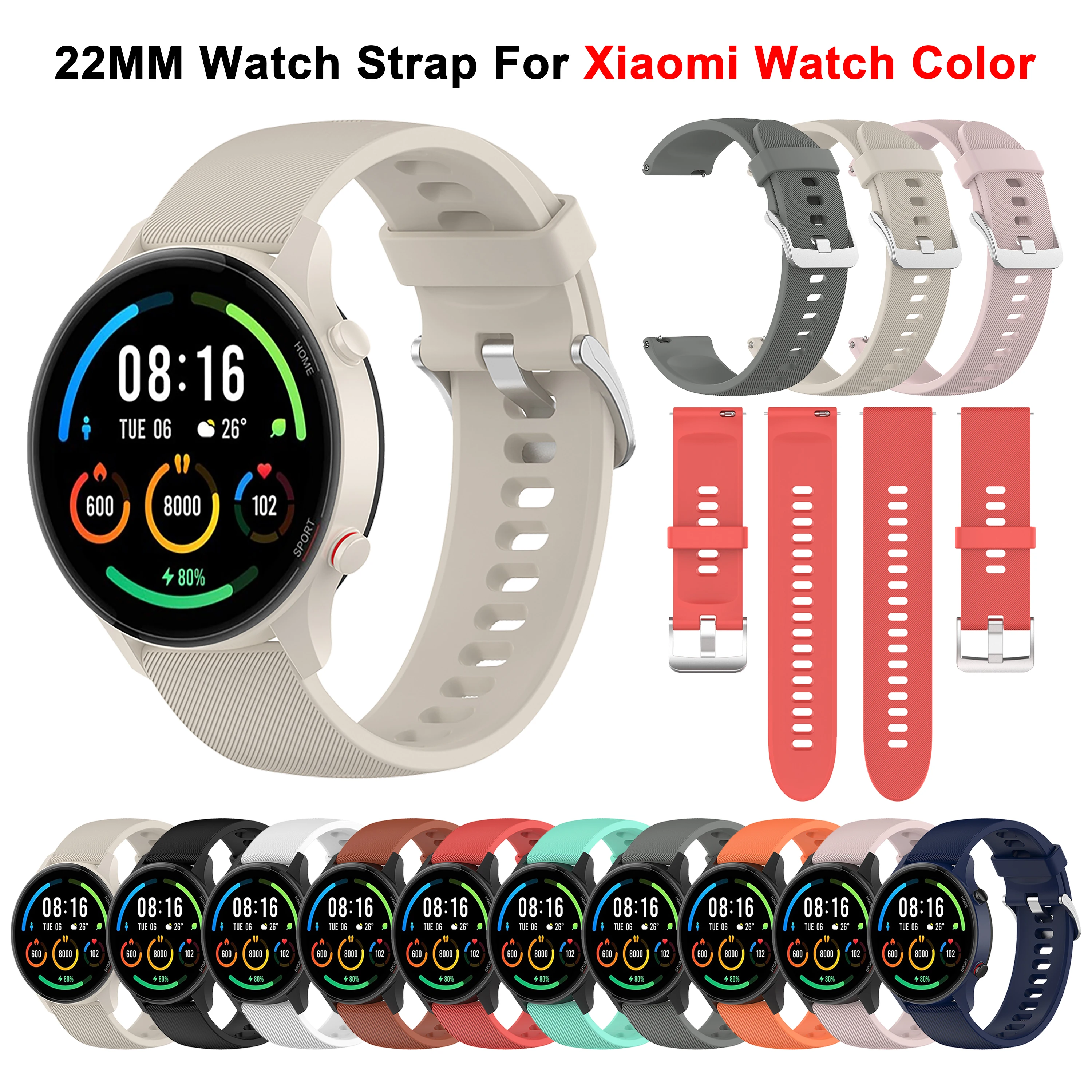 Bracelet de rechange en silicone pour montre Xiaomi Mi, bracelet sport, 22mm, Mi Watch 2, l\'s, l\'s Active, l\'s Pro, ltWatch