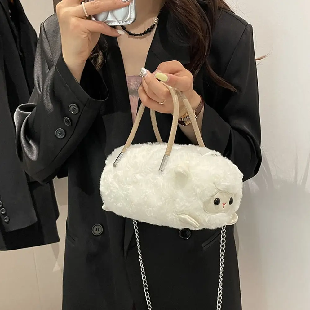 Cute Animal Panda Plush Bag Sheep Large Capacity Crossbody Bag Kawaii Chain Shoulder Bag Female