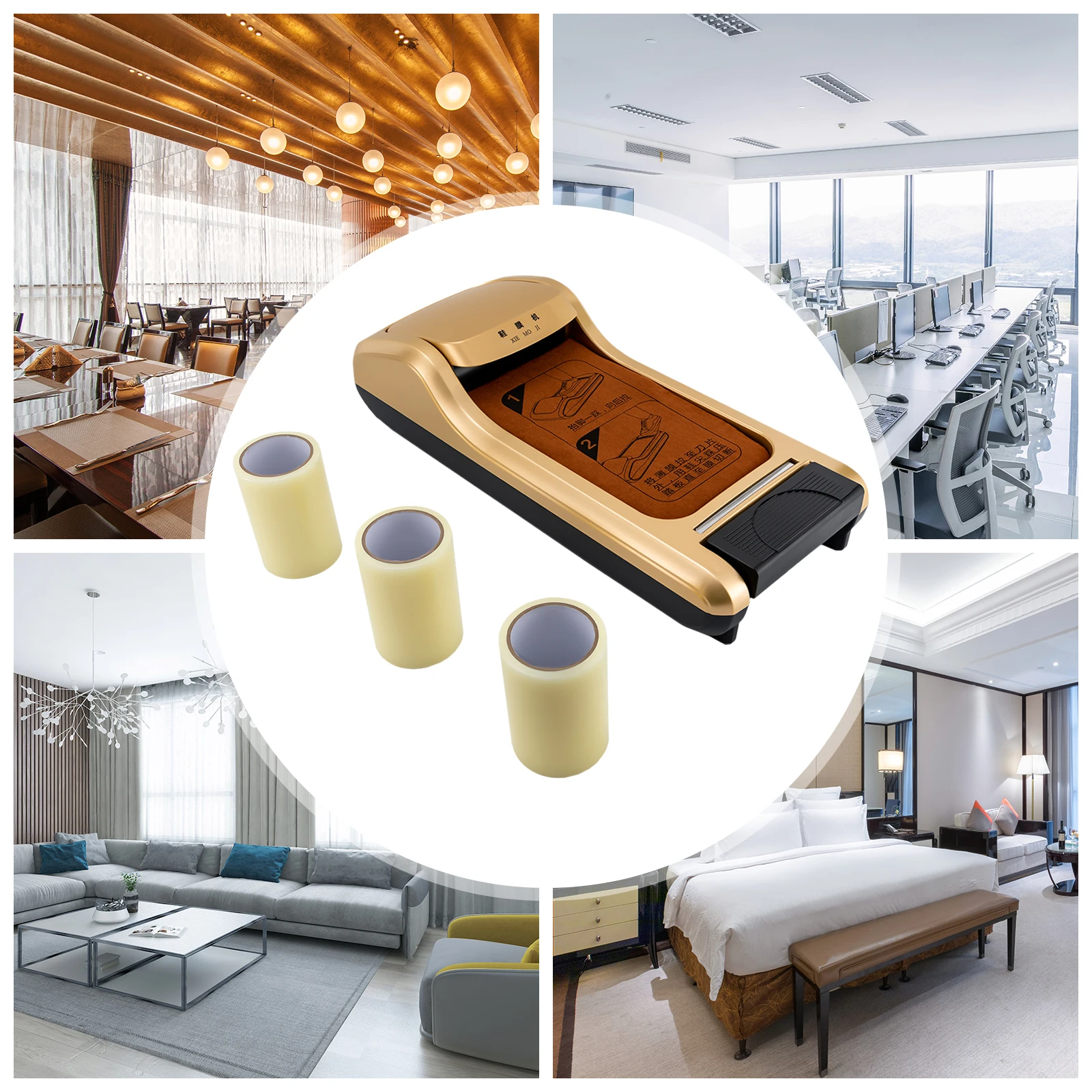 

Shoe Cover Dispenser Machine Gold Modern Rectangular ABS Stainless Steel Floor Mounted