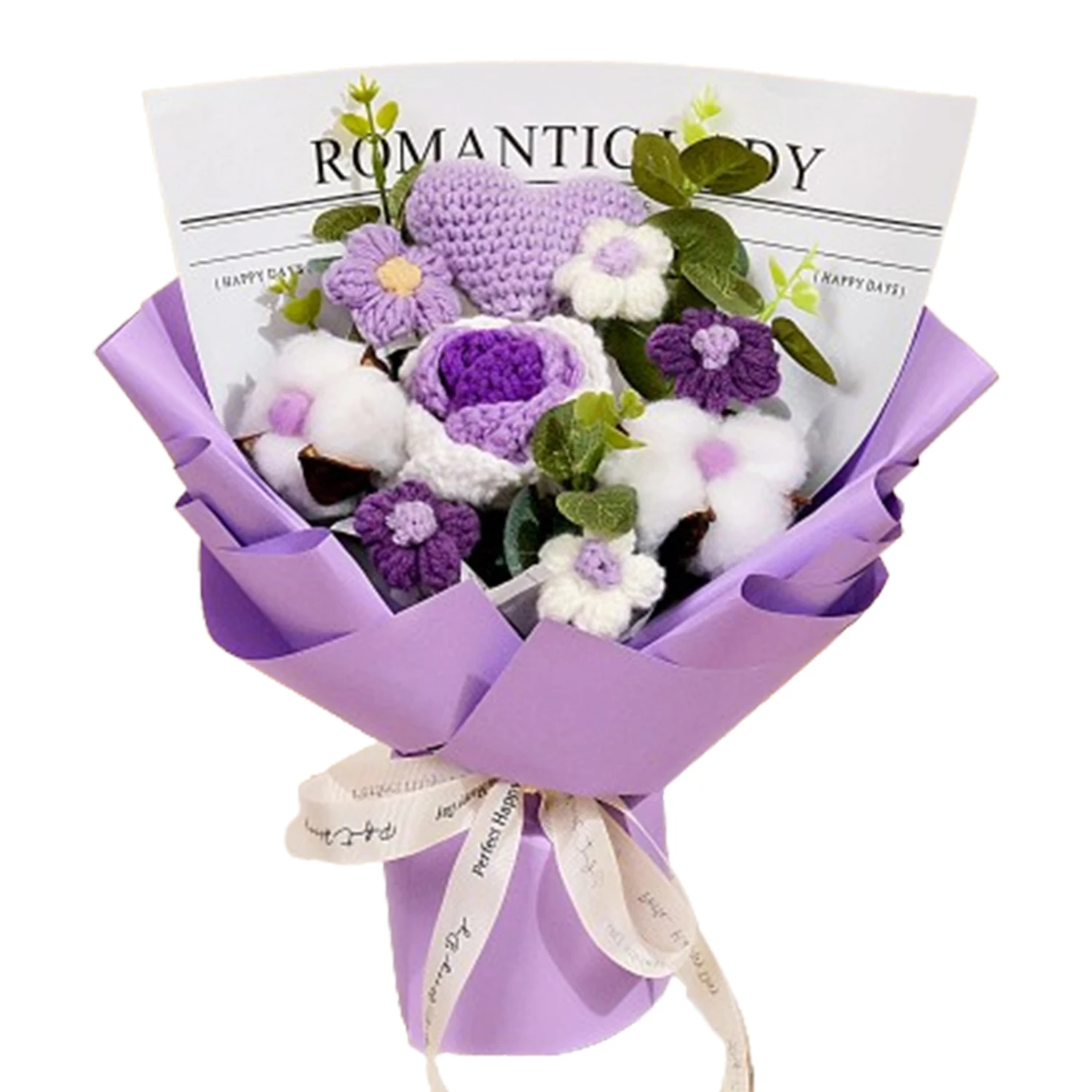 

Букет розовых цветов ручной работы, связанных крючком, букеты из вязаных цветов для Дня матери, Дня отца, Дня святого Валентина, Дня рождения