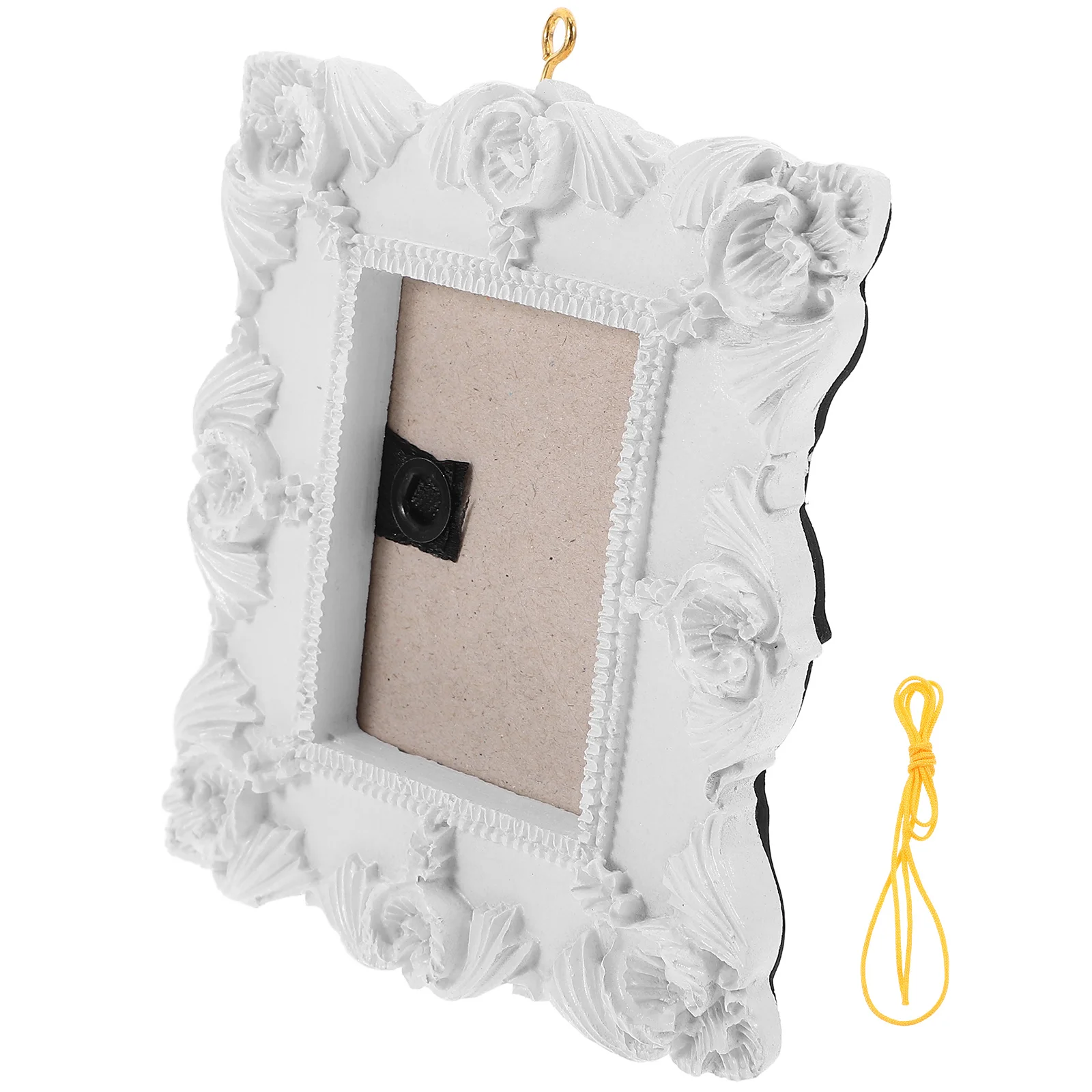 

1pcs Embossed Resin Christmas Tree Photo Frame Ornament Small Hanging Picture Frames For Holiday Wall Tabletop Decor Vintage