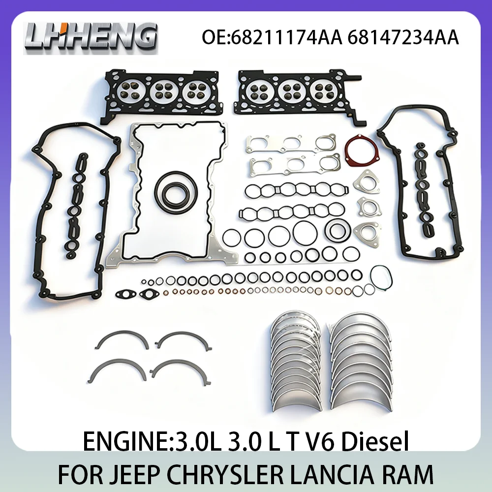 أجزاء المحرك مجموعة حشية كاملة تناسب 3.0L 3.0 L T ديزل 14-19 EXF لسيارة جيب جراند شيروكي لانسيا ثيما رام 1500 كرايسلر 300C