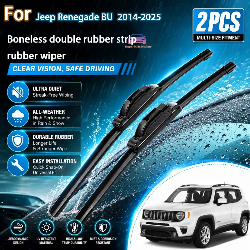 

Front Wiper Blades For Jeep Renegade BU 2014 - 2025 Windshield Windscreen Clean Window Rain Brushes 22"+20" Modification parts