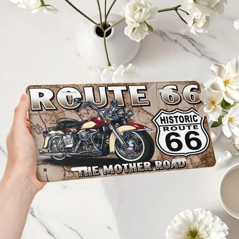 عتيق مطبوع عليه عناصر مرتبطة "ROUTE 66" لتزيين لوحات الترخيص، وألواح ترخيص السيارة، والمنزل، والحانات، والمقاهي، وديكورات المرآب