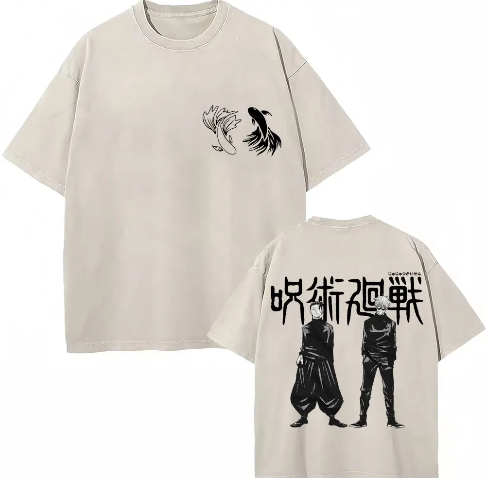Gewaschenes Vintage Anime Jujutsu Kaisen Itadori Yuji T-Shirt für Männer und Frauen Lässiges Oversize-T-Shirt Manga Mode Trend Streetwear – Detail 10