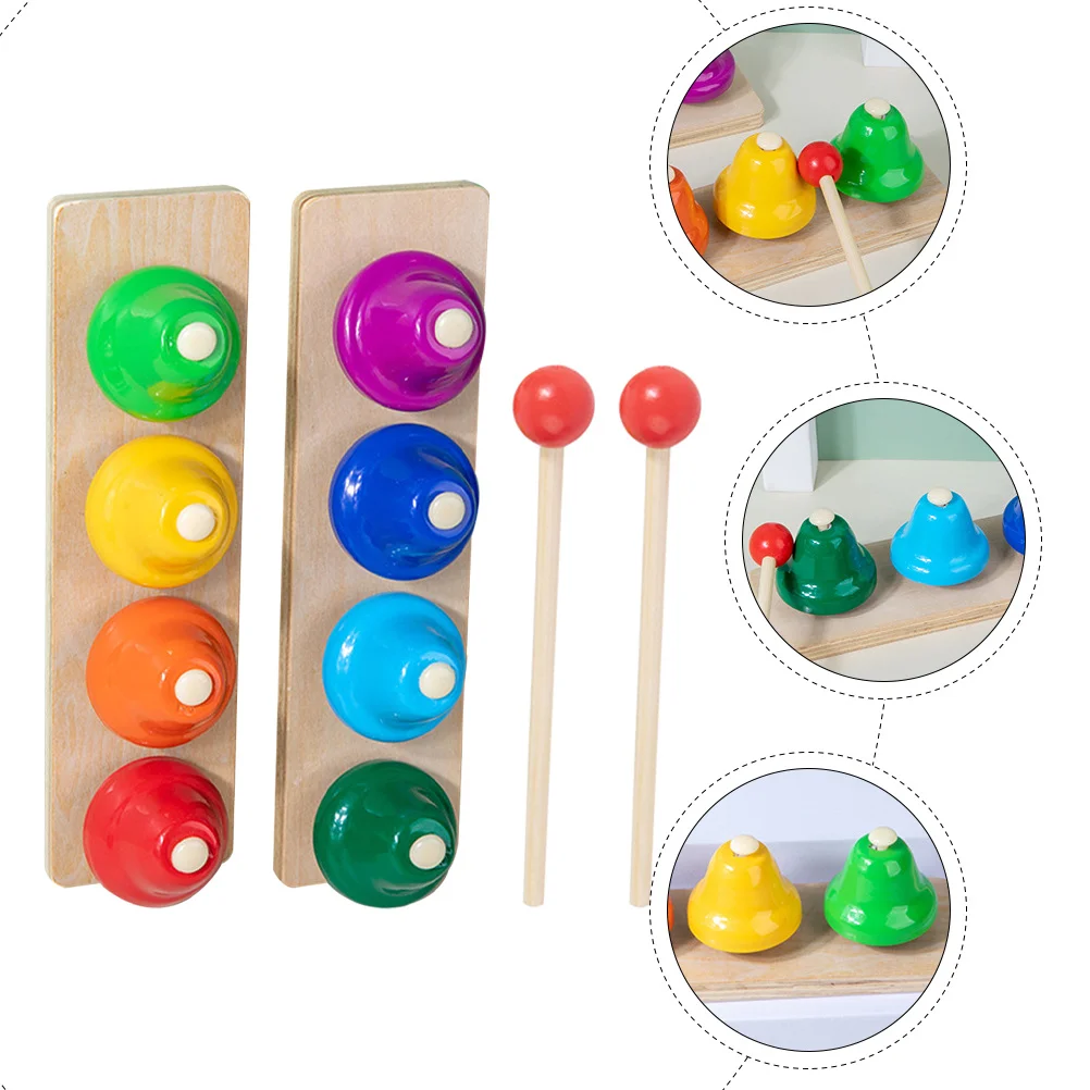 

1Set 8-Notes Hand Bells Colorful Desk Bell Creative Percussion Instrument Musical Learning Educational Bell for Kids