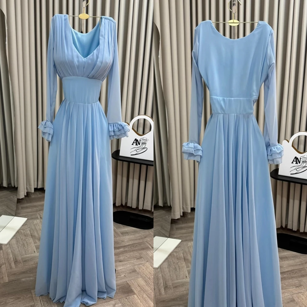 تخصيص ألف خط الخامس الرقبة طويلة الأكمام أنيقة مساء اللباس الرسمي حساسة المشاهير أثواب أزياء عالية الجودة حزب اللباس