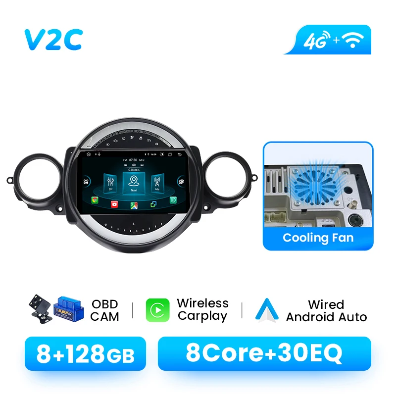 Auto radio Android 14 voor BMW Mini Cooper R56 R60 R51 2006 - 2015 GPS Carplay Navigatie Stereo Auto DSP BT DVD Multimedia Speler