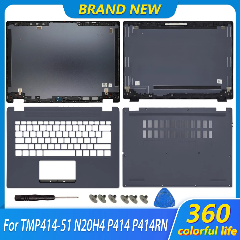 新しいラップトップボトムケースパームレストアッパートップカバー-tmp414-51-n20h4-p414-p414rn-spinp4-液晶画面バックカバーリア蓋ケースブルー