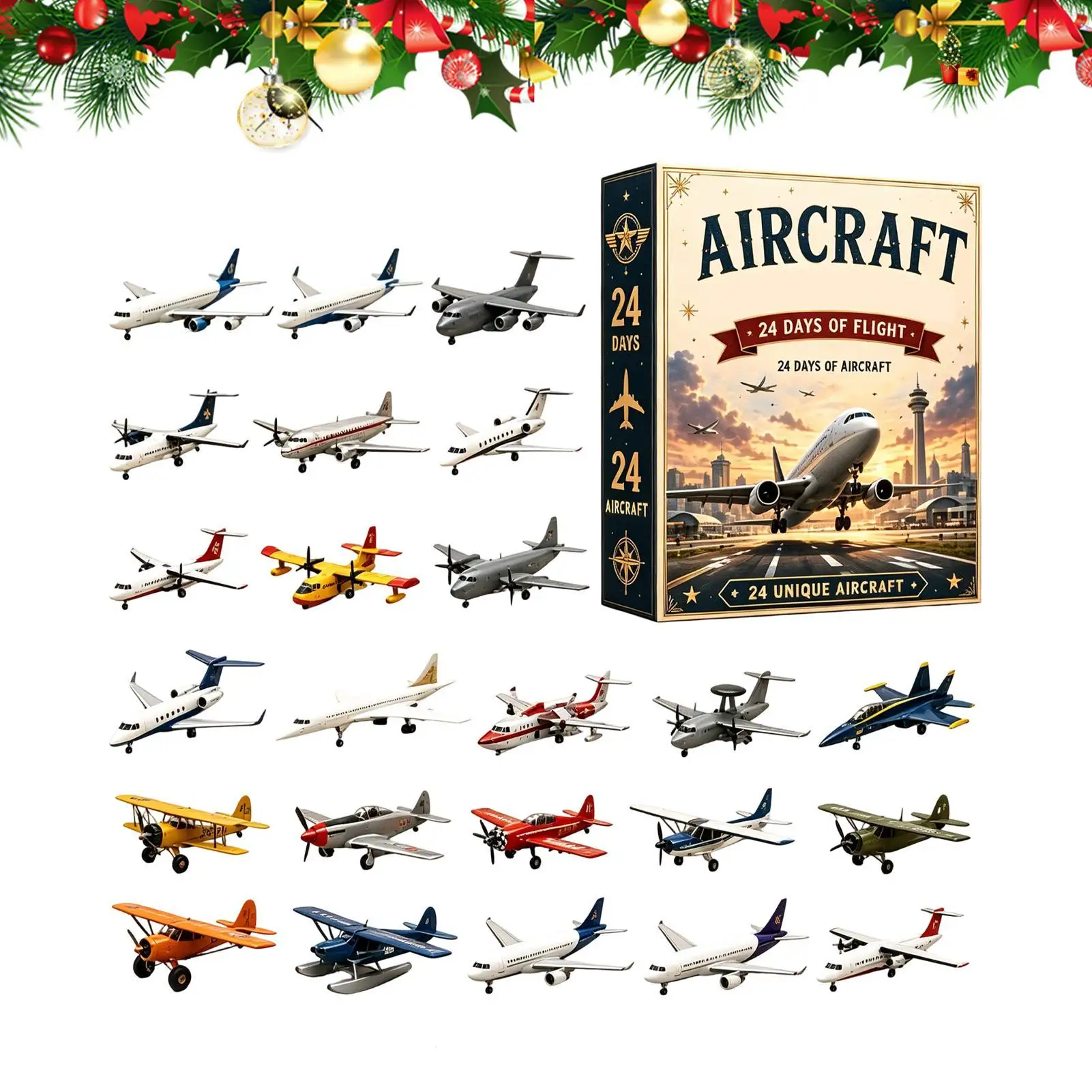 Christmas 2D Acrylic Airplane Countdown Calendar Christmas tree 2D Acrylic Miniature Airplane Model pendant Christmas gift