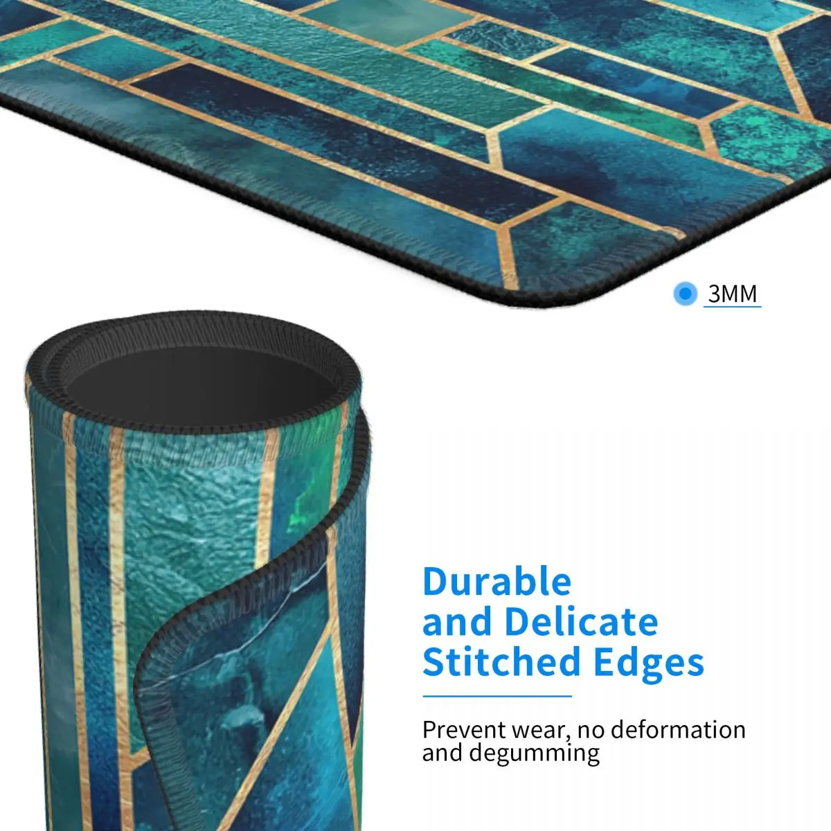 맞춤형 게이머 마우스 패드 미끄럼 방지 고무 베이스 블루 스카이 추상 기하학적 패턴 마우스 패드, 사무실 데스크탑 기하학 매트