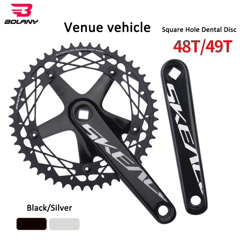 

Bolany Bicycle Crankset 144BCD MTB Bicycle Square Hole Crank Aluminum Alloy Single Speed Crank Chainwheel 165mm 48/49T Crank Set