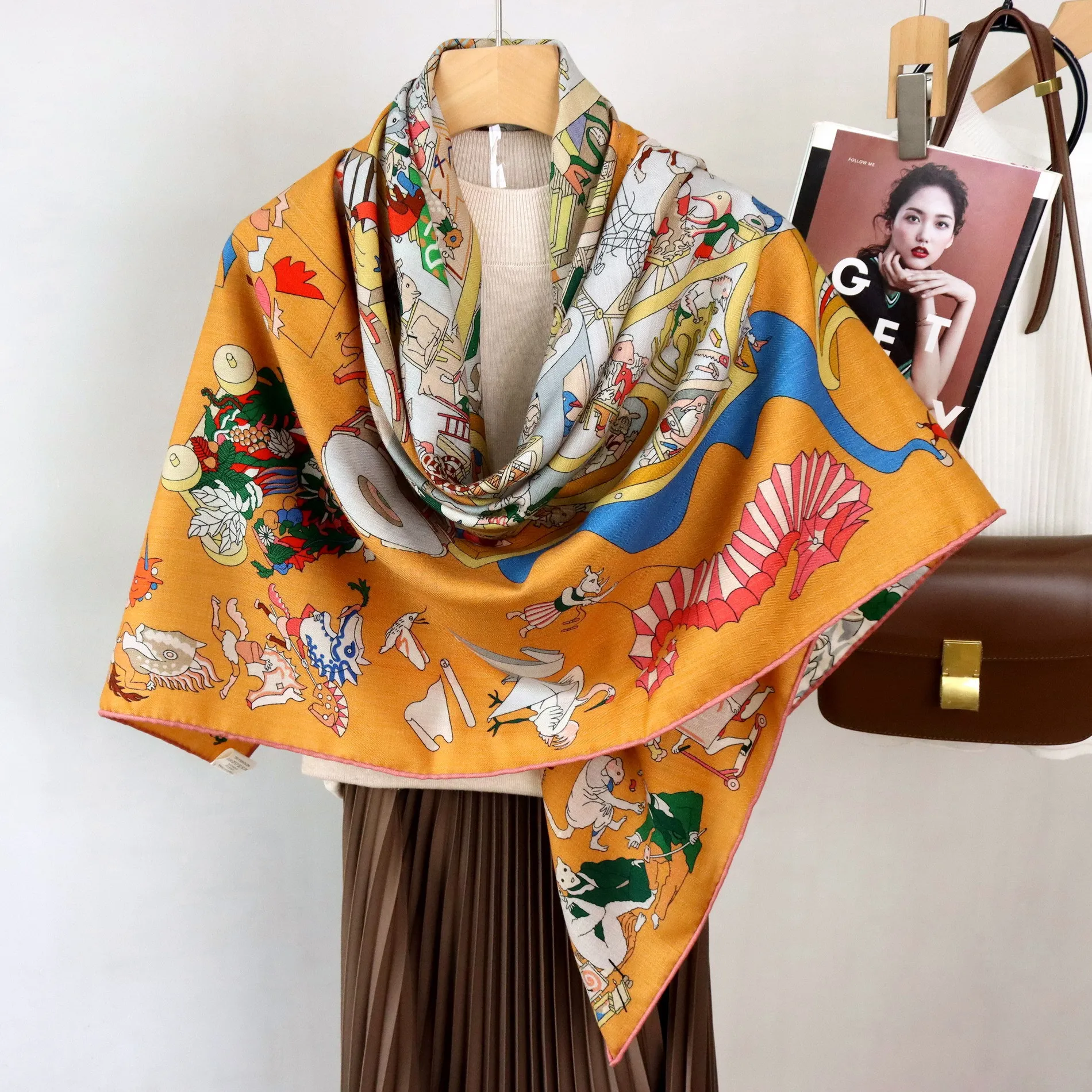 デザイナースカーフ 高級ショール 冬用ロールエッジ スクエア - Pashmina Wrap Large のレビューと価格