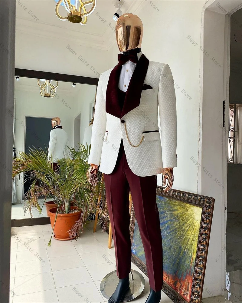 

Plaid Men Suit Set 2 Piece Blazer+Pants Trousers Autumn Fall Wedding Tuxedo Formal Office Business Coat Customized Jacket