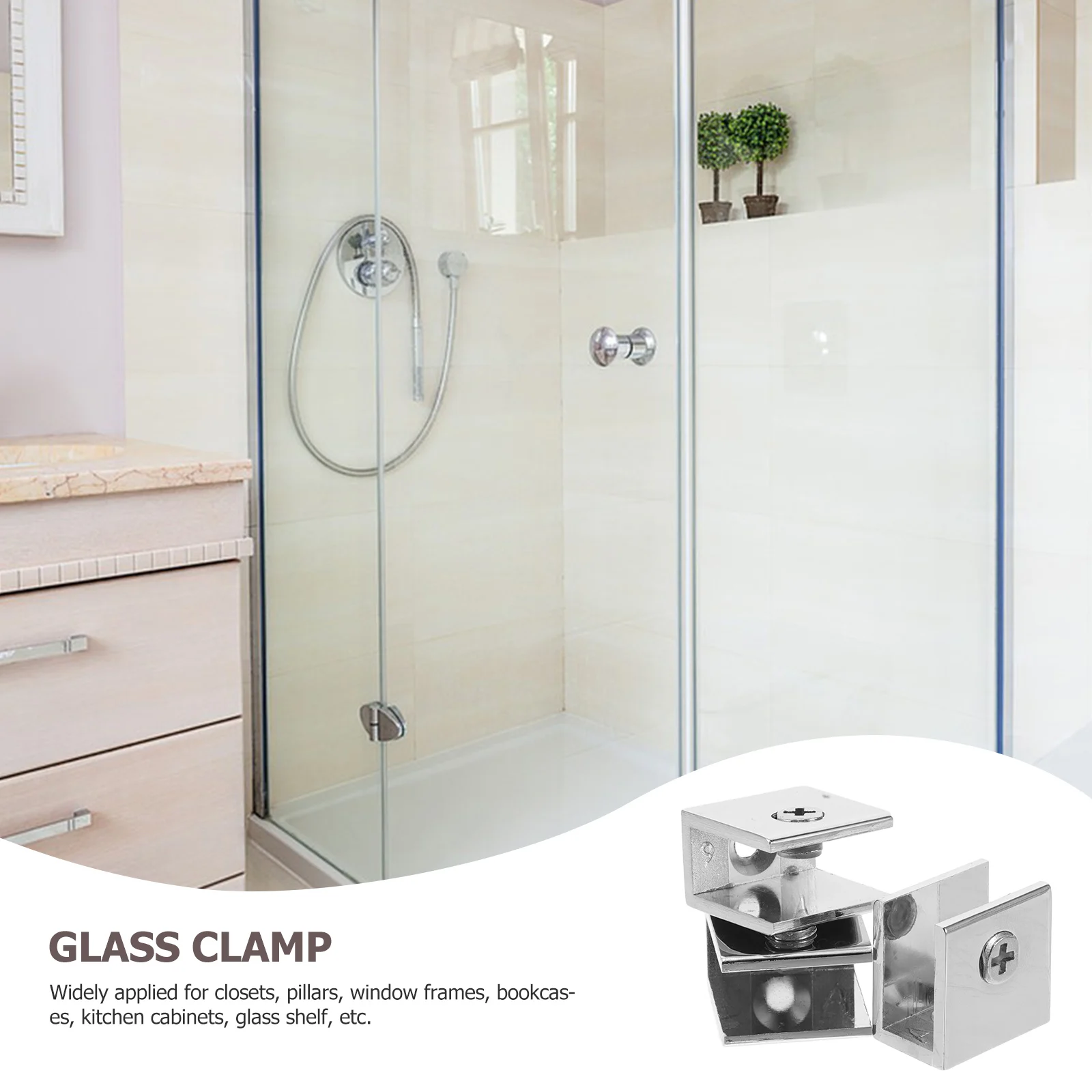 

8pcs Glass Clip Bracket Durable Secure Fixation Versatile Use Easy Installation Home Office Bathroom Glass Door Panel Shower