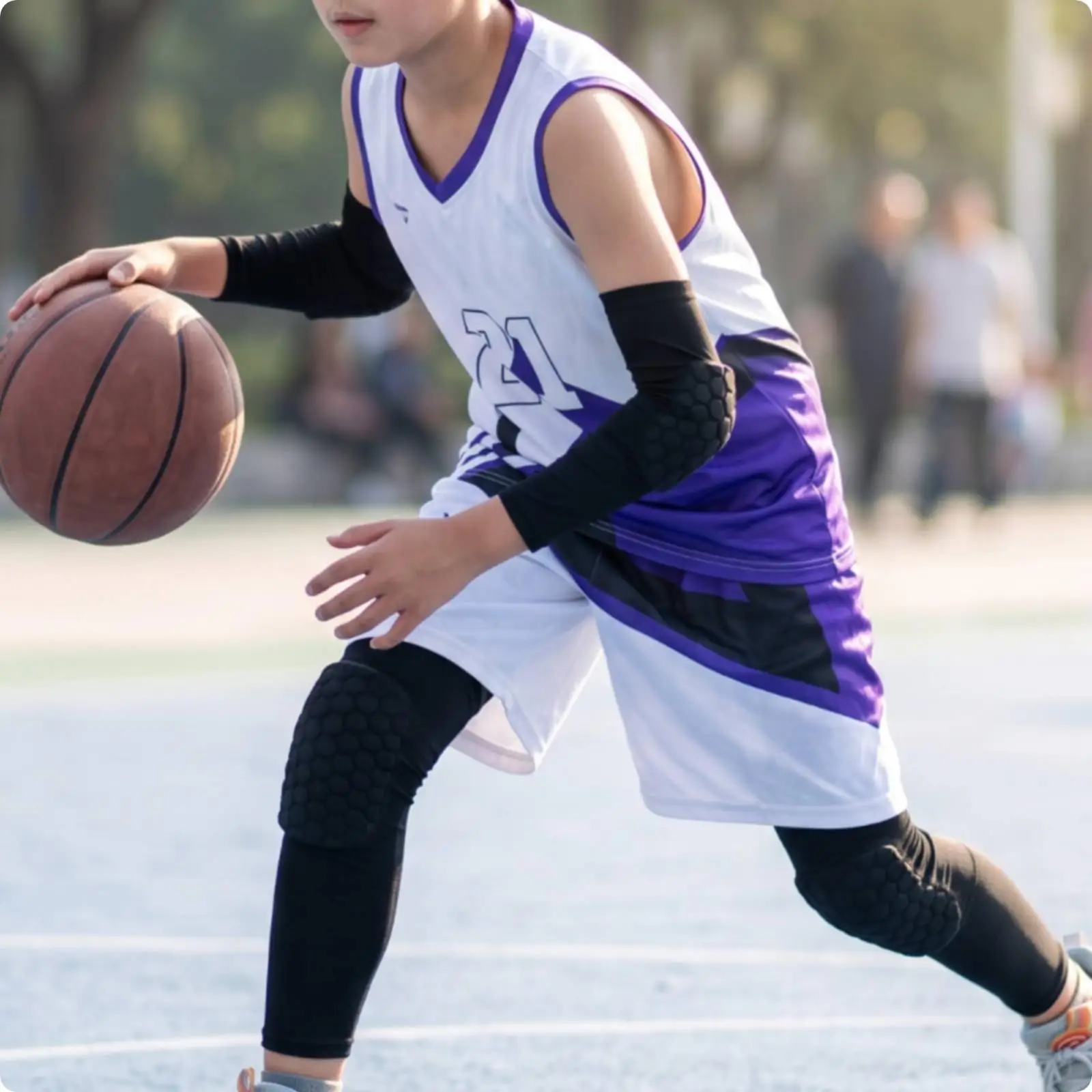 Kids Knee Pad for Sports with Honeycomb Impact Protection and Anti Slip Sleeve Lycra Comfort Fit for Training