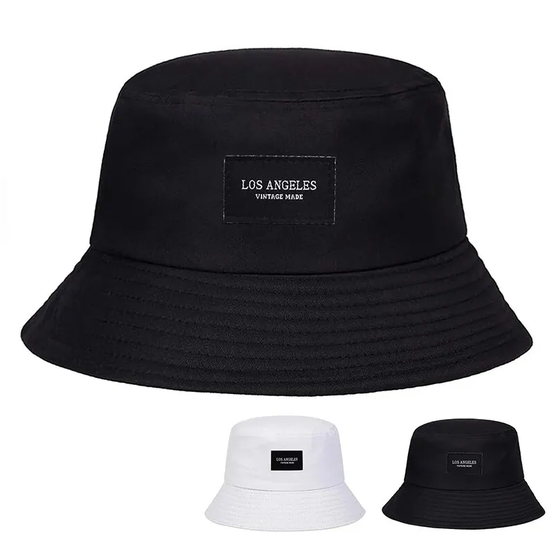 Unisex LOS ANGELES Letter Sticker Bucket Hats Fishermen Caps Outdoor Casual Cap Sunscreen Hat