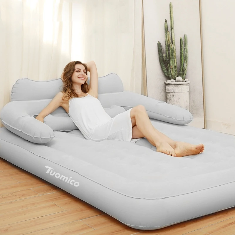2 Persons Inflatable Mattress Indoor Outdoor Air Cushion 48cm High Bed Camping Folding Home Lazy Laying Soft Skin-friendly