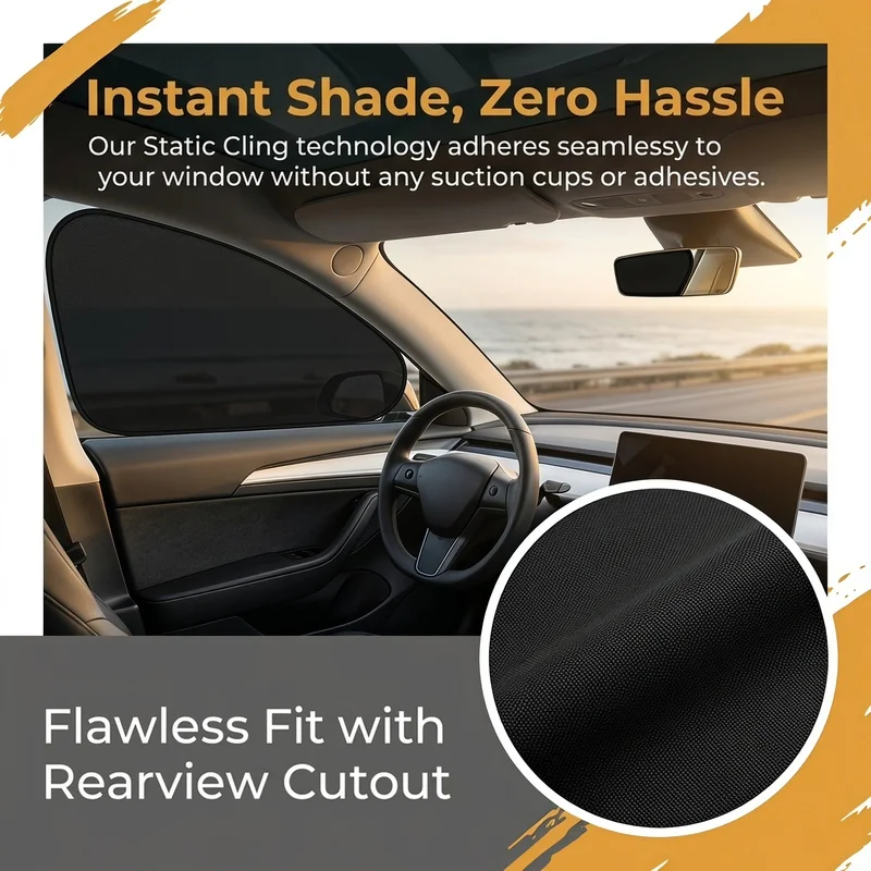 4 Piece Pack Car static sunshade Glue-free adsorption Shades, privacy, sun protection, and heat insulation Universal for front a
