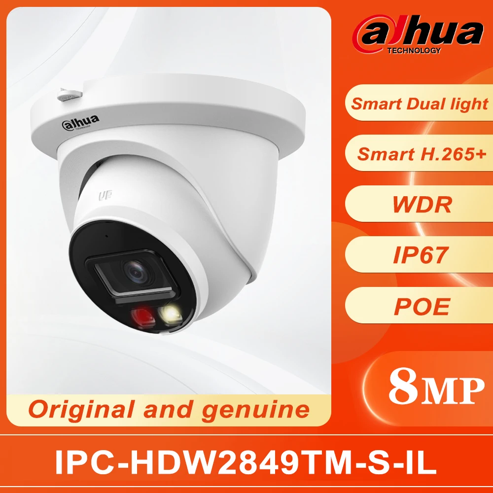 Dahua 8MP Cámara de red WizSense de globo ocular focal fija de doble luz inteligente IPC-HDW2849TM-S-IL