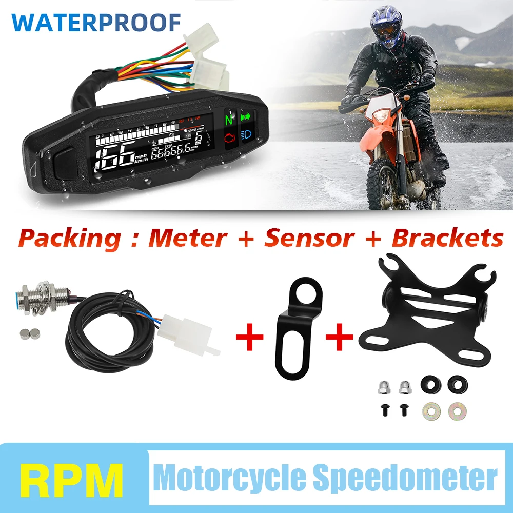 Medidor universal de velocímetro para motocicleta, odômetro digital, painel para ktm exc 250 rusi kr200 moto tacho sensor 8-16v