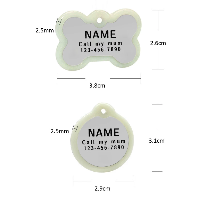 Light Luminous Neck Ring Personalized Engraving Anti-lost Dog ID Tag Customized Cat Collar Resin Luminous Material Night Safety