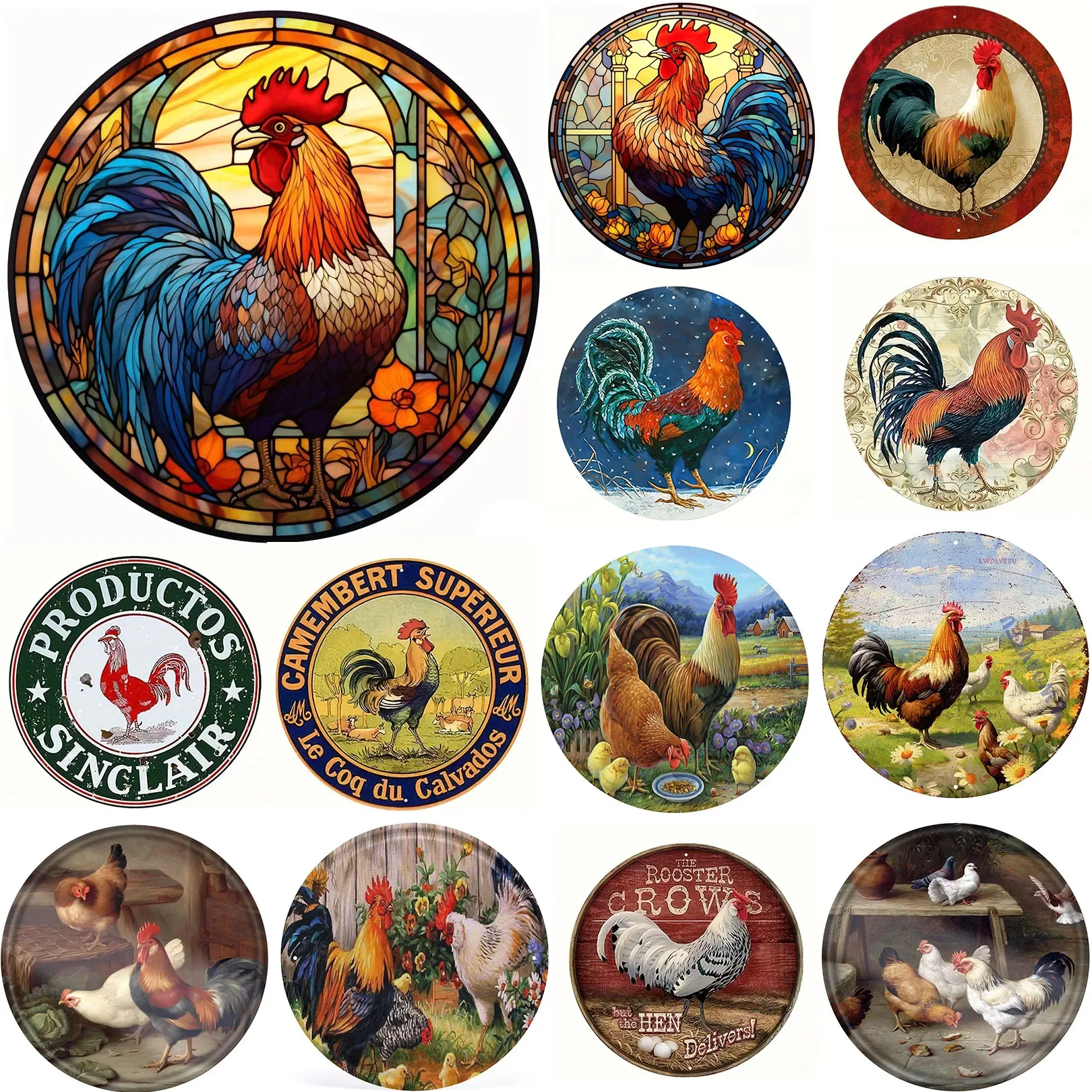 Rooster Chicken Drink Coasters for Tabletop Protection Suitable for Kinds of Coffee Wine Bar Cup Beverage Coasters Car Coasters