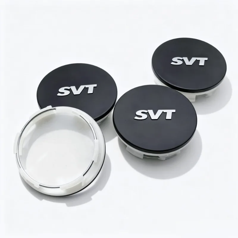 4 Stück Schwarz-Silber SVT Logo Auto-Radnabenkappen 65MM 57MM Radnabenkappen Felgenabdeckungen Staubschutz Ersatz Auto-Styling-Zubehör – Detail 7