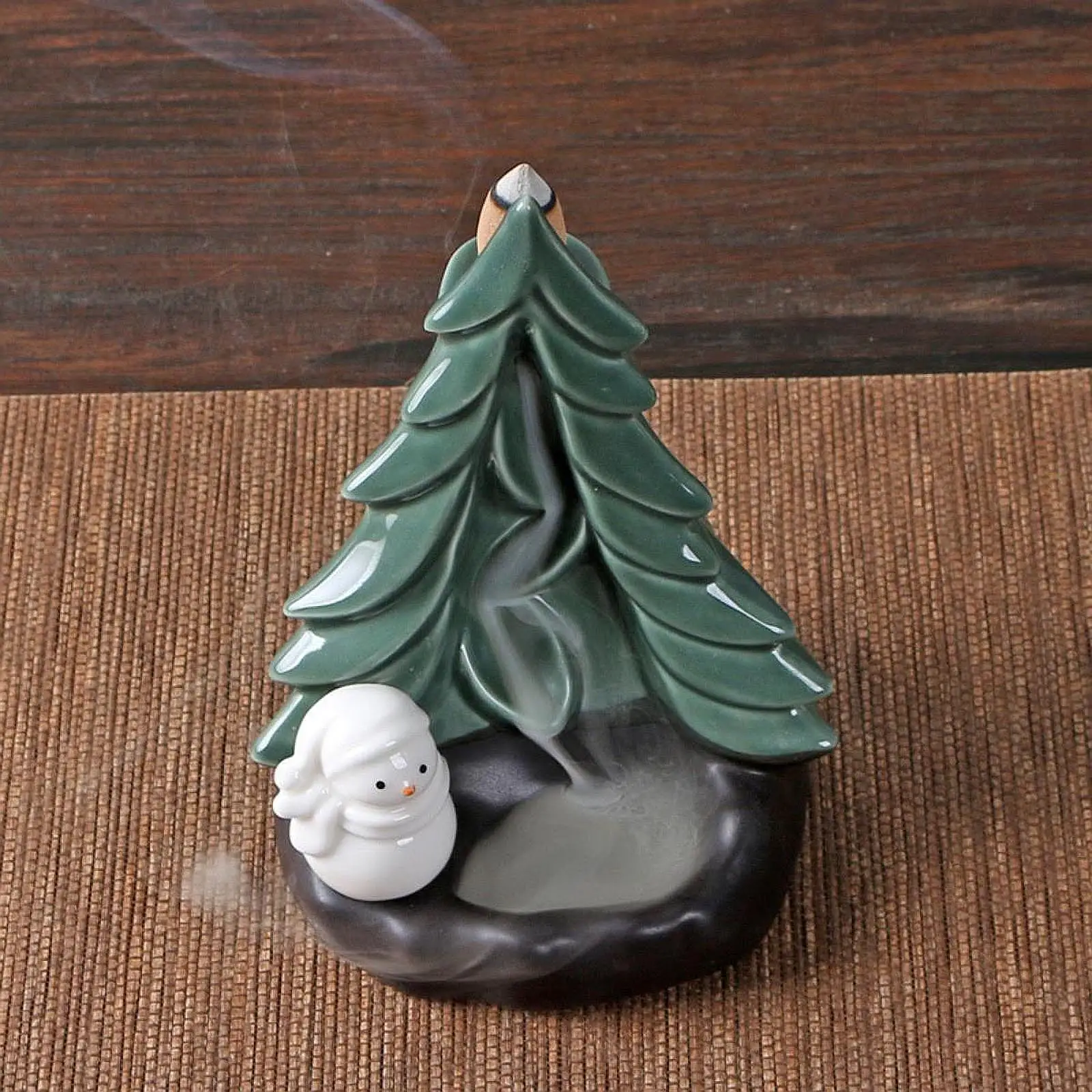 Christmas Backflow Incense Burner Mediation Gift Home Fragrance Christmas Sculpture for Bedroom Yoga Tabletop Cabinet Decor