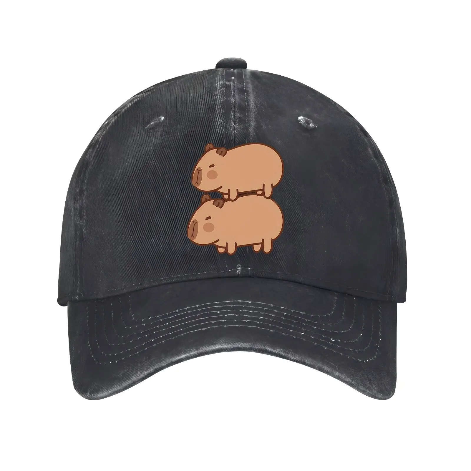 

Симпатичная сложенная бейсболка с капибарой, полиэстер, потертая повседневная уличная одежда, регулируемая шляпа унисекс