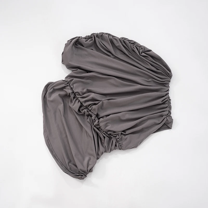 CUTENOVA المرأة الجديدة الصيف الخريف بلون عالية الرقبة التجاعيد غير المتكافئة جانب واحد يتعرض الخصر عادية تانك تي شيرت