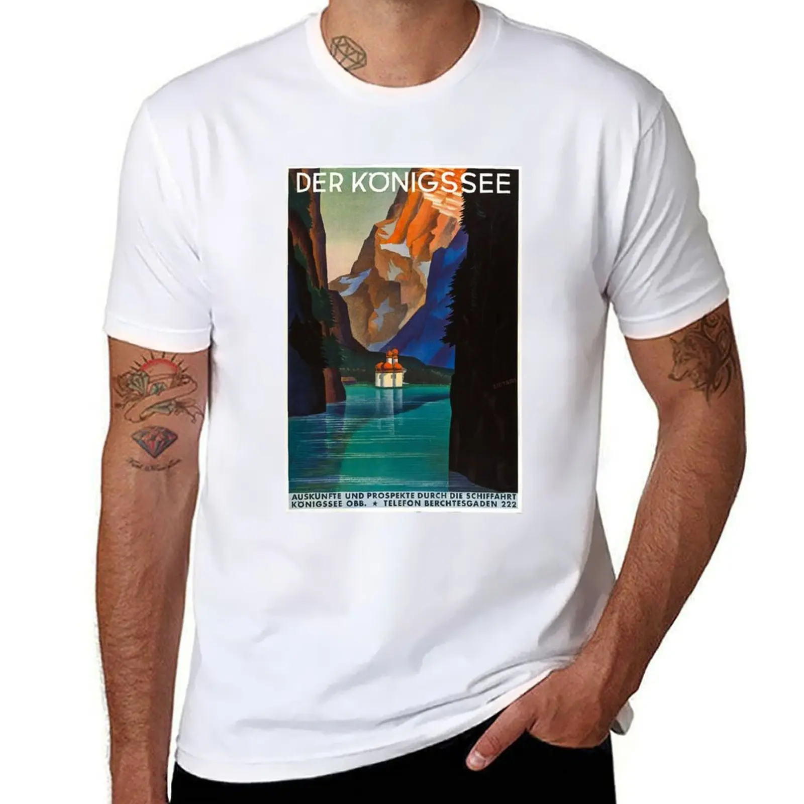 

Der Knigssee - German Travel Poster T-Shirt man tshirt t shirts for man pack cotton T-Shirt