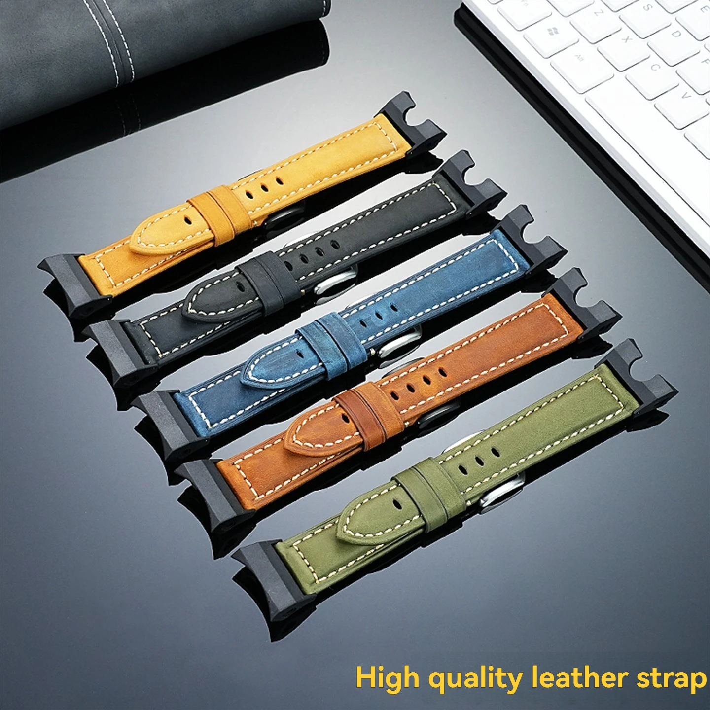 gwr-b1000 Accessories for Casio Space Hero Space Black Warrior GWR-B1000 Modified Retro Men's Leather Big Wrist Watch Strap