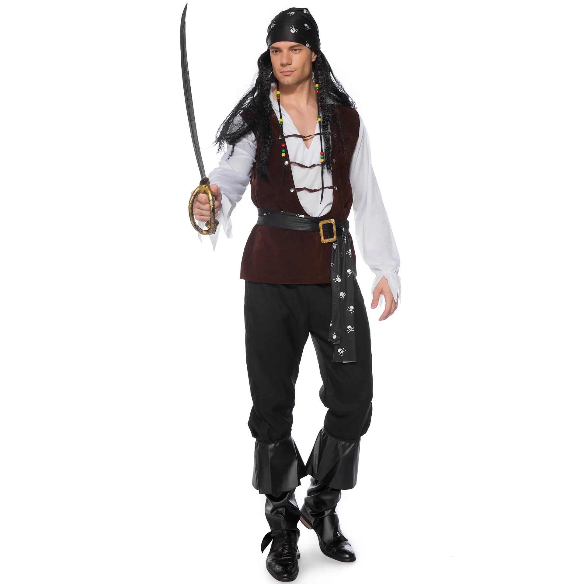 

Halloween Male Pirates Captain Jack Sparrow Cosplay Costume