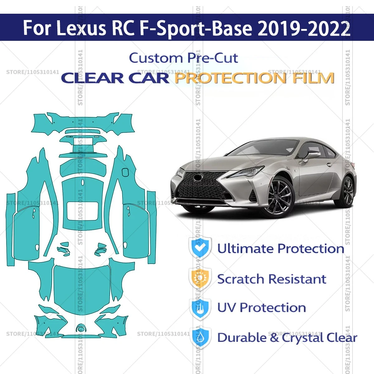 For Lexus RC F-Sport-Base 2019-2022 Pre-Cut Paint Protection Film PPF Transparent Car Film Automotive PPF Full Vehicle