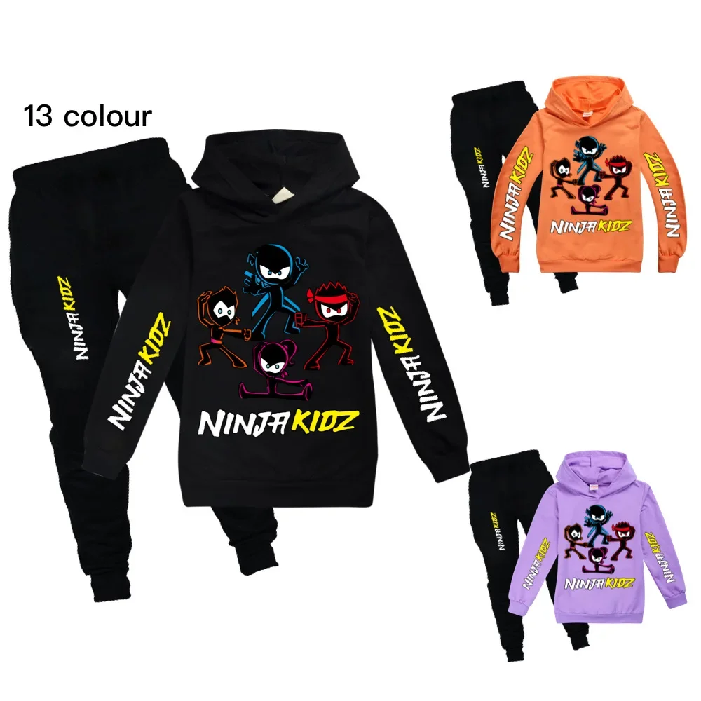 

Cartoon NINJA KIDZ Boys Hoodies Cotton T Shirt Sweatshirt Suit Girls Anime Cosplay Costume Children's Sets 2 Piece Sets for Kids