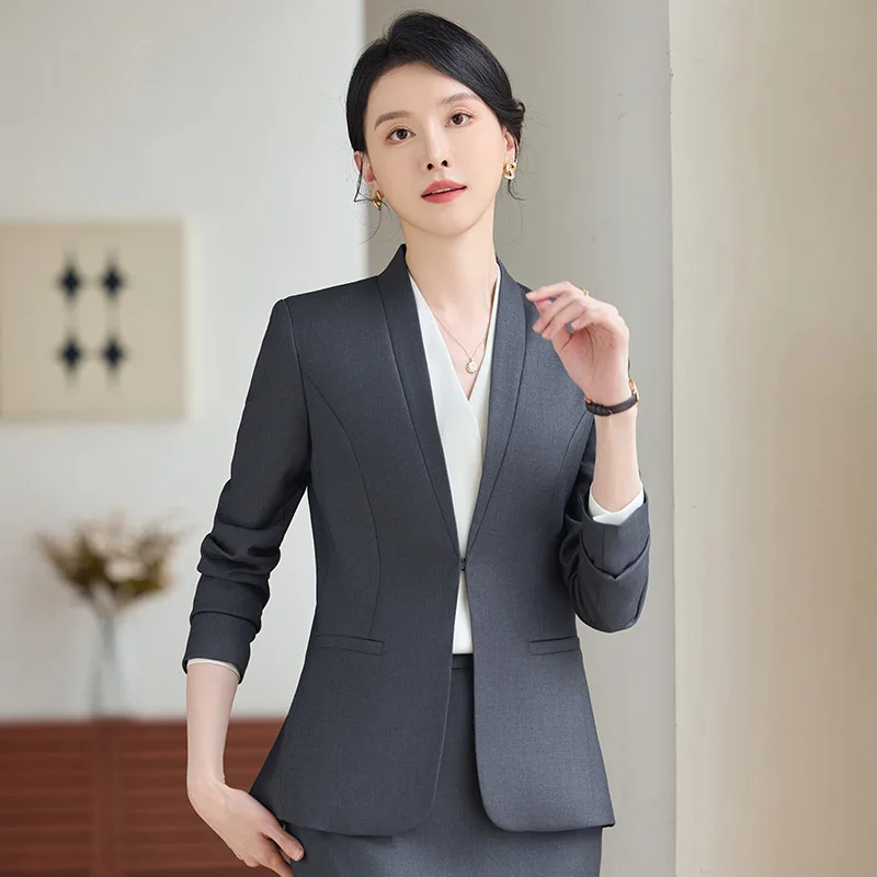 High-End Navy Blue Suit Set for Women, Spring and Autumn New Slim Fit Commuter Workwear, Elegant Professional Work Suit