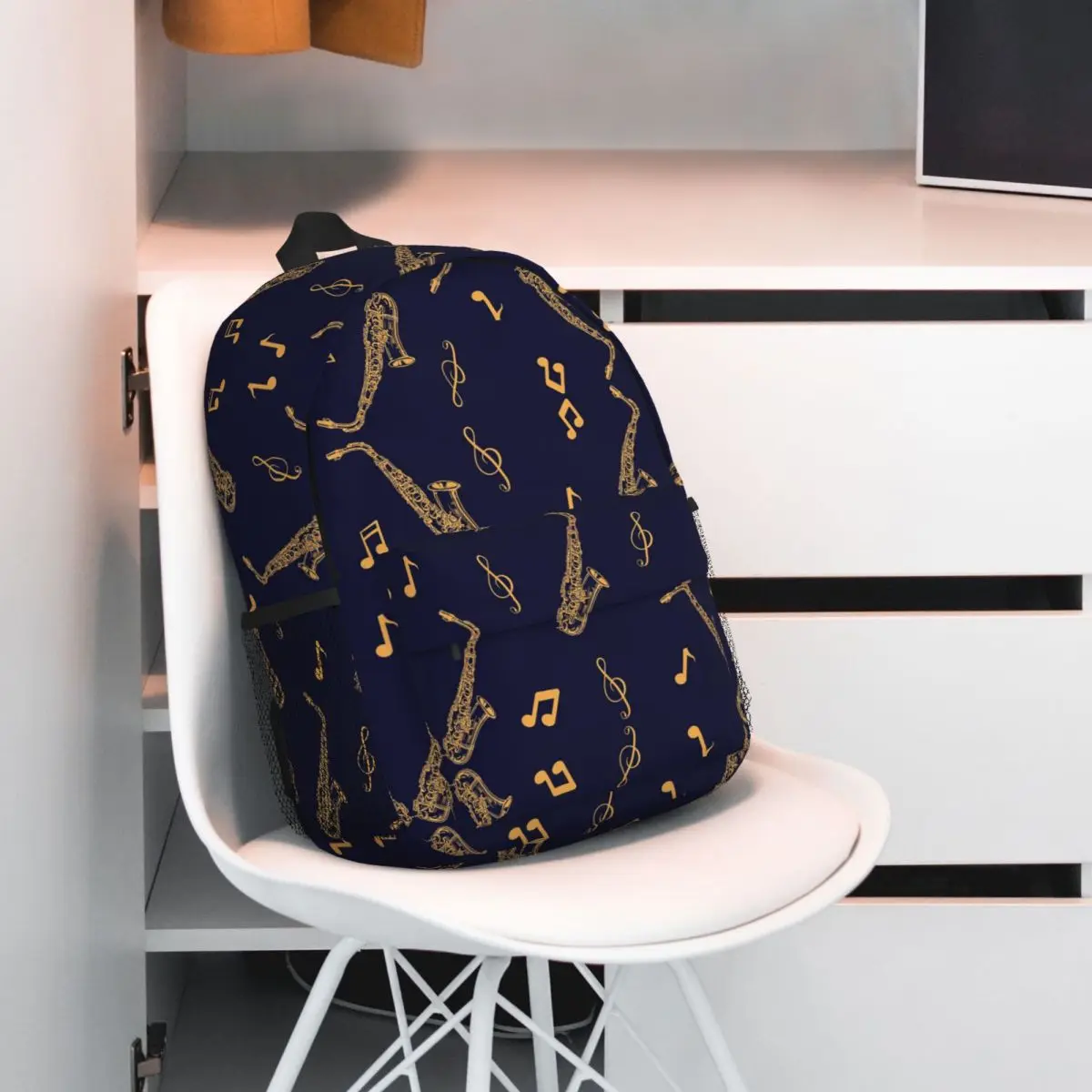 Musical Saxophone Pattern Backpacks Boys Girls Bookbag Cartoon Students School Bags Laptop Rucksack Shoulder Bag Large Capacity