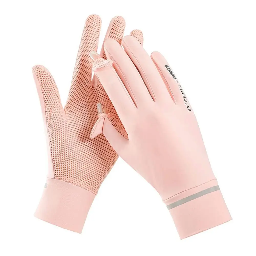 

Women Female Summer Sunscreen Cycling Driving Running Ice Silk Gloves Sun Protection Gloves Anti-UV Gloves Mittens