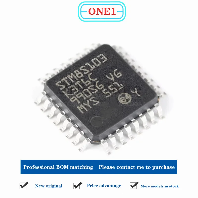 1PCS/lot New original STM8S103K3T6C LQFP-32 16MHz/8KB flash memory/8-bit microcontroller-MCU