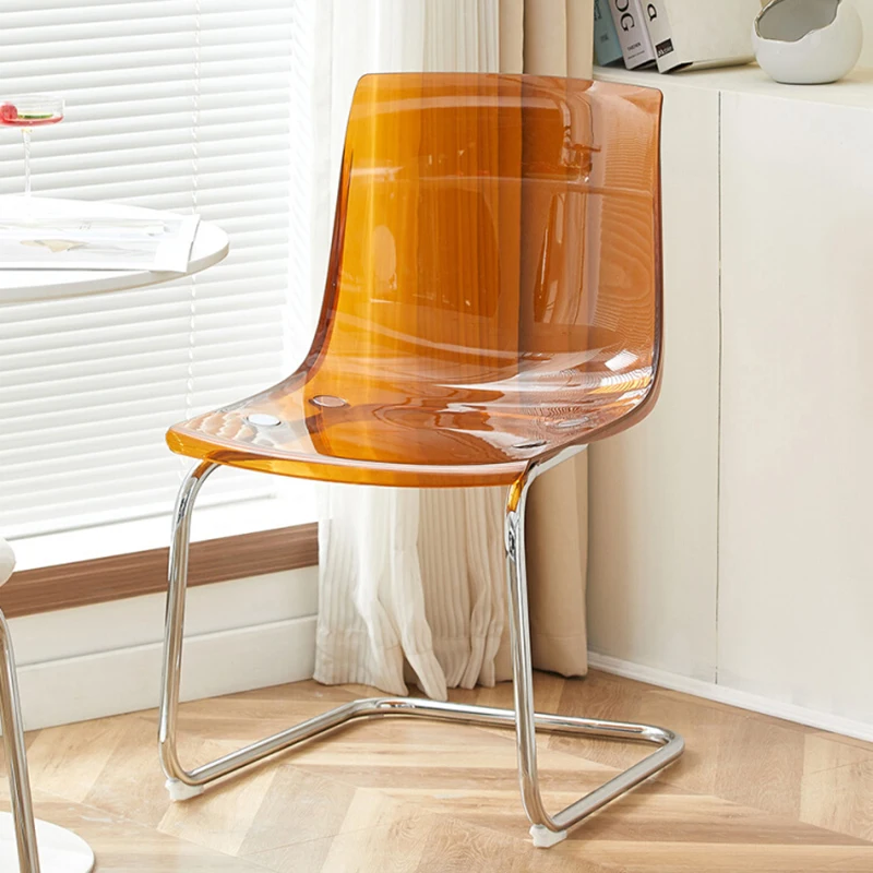 

Transparent Living Room Chair Creative Dining Chair Backrest Leisure Chair Bedroom Makeup Stool Nordic Furniture Mobile Seats