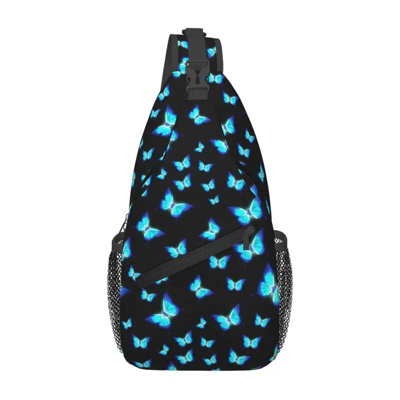 Custom Glowing Butterflies Crossbody Sling Backpack Men Fashion Butterfly Shoulder Chest Bag for Travel Hiking Daypack