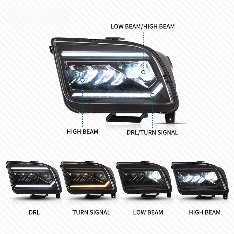 

Manufacture LED Headlight 2005 2006 2007 2008 2009 Body Kit Accessories Light Car Bodykit Auto Parts Head for Ford Mustang