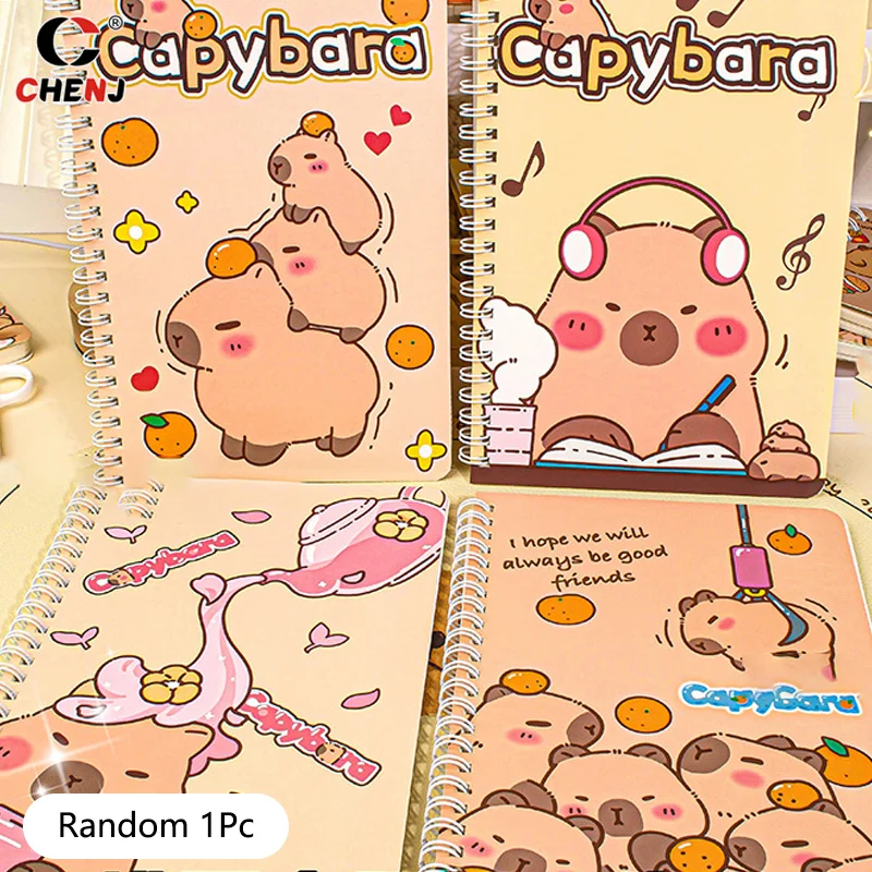 Mode Verdickte Wasserdichte Notebook Cartoon Capybara Linie Kreis Nette Tagebuch Buch Prüfung Vorbereitung Ressource Organizer Notebook
