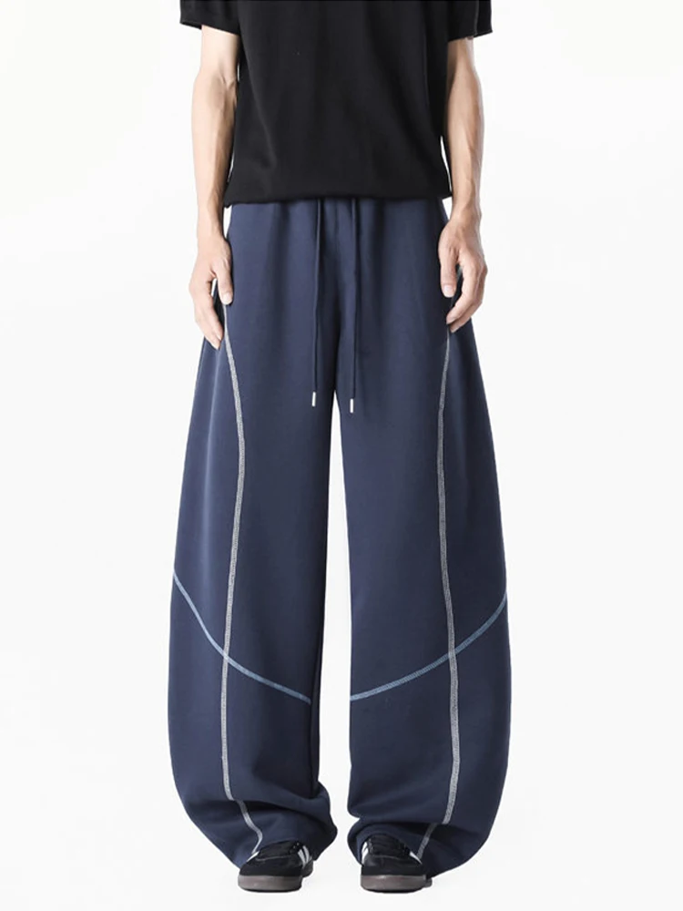 

American Sle Wide Leg Casual Sports Pants Men's Autumn High Rise Straight Tube Loose Fit Trousers with Marked Ss